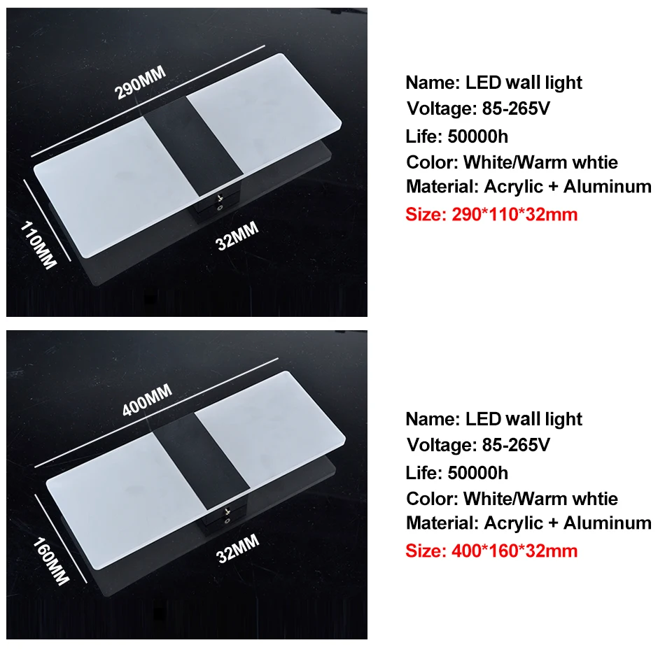 3W 5W 6W 9W Led Acrylic Wall Lamp AC85-265V Wall Mounted Sconce Lights Lamp Decorative Living Room Bedroom Corridor Wall Lights (6)