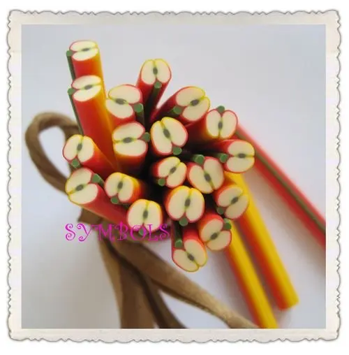 

a-01 Free Shipping 100pcs 5mm Apple Shape Fruit Cane Fancy Nail Art Polymer Clay Cane