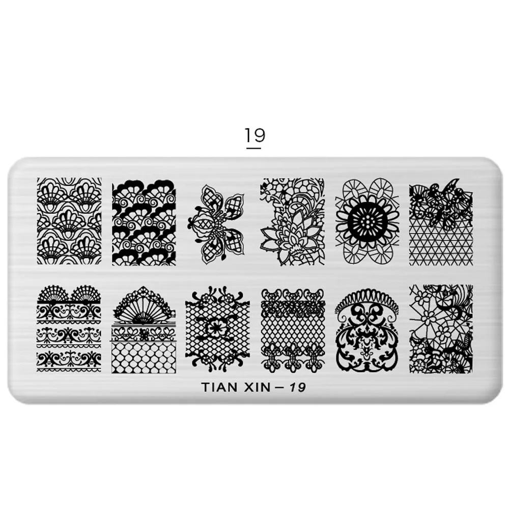 1 Pcs Nail Art Stamp 24 Styles Stamping Image Plate 6*12cm Stainless Steel Nail Template Manicure Stencil Tools - Цвет: 19