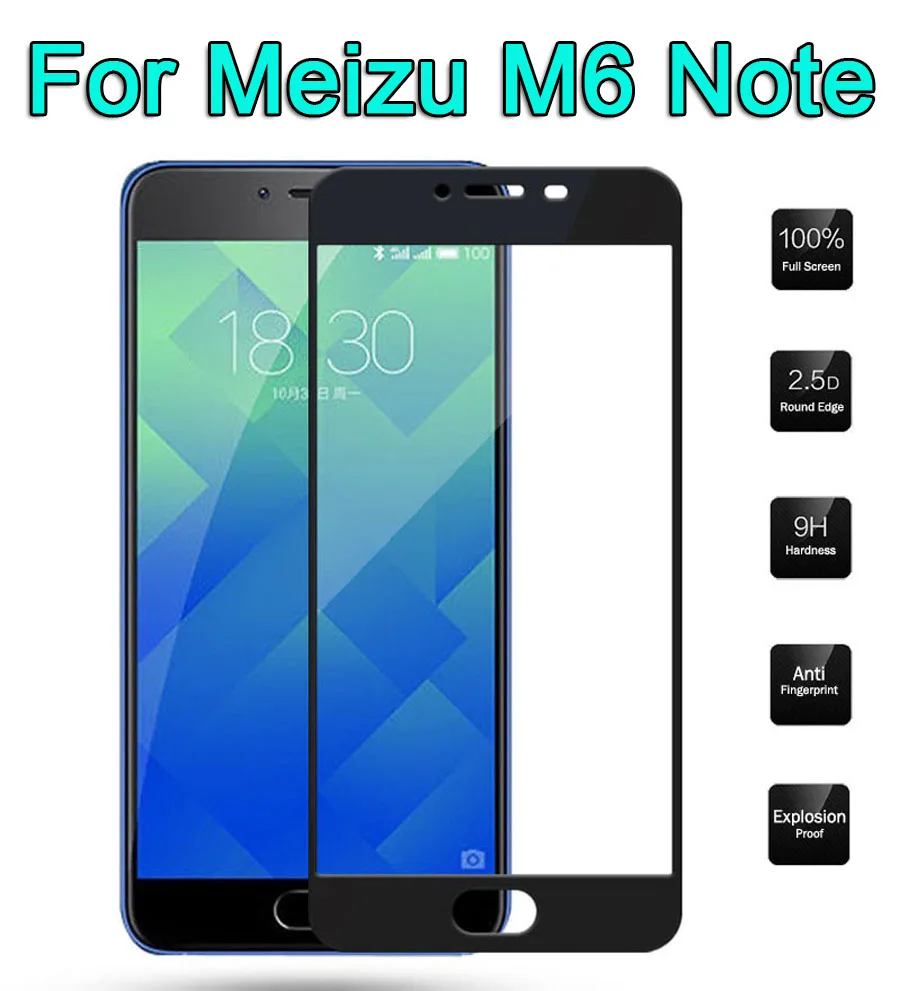 Полное покрытие экрана протектор для Meizu M6 Note полное защитная пленка Закаленное