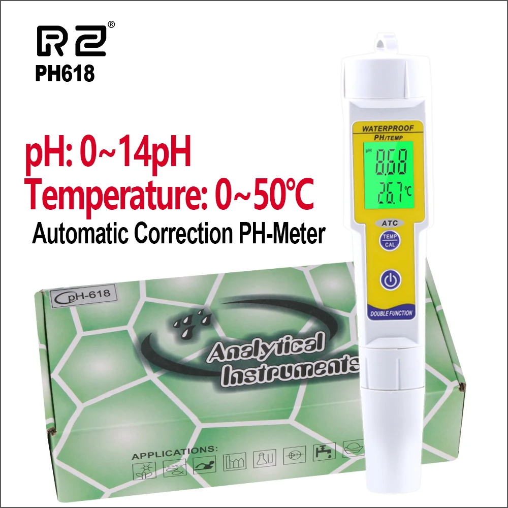 

RZ PH Meters PH Meter Digital Water Aquarium PH Meter Pen Tester 0-14PH 0-50C With Backlight Electrical Ph Meter