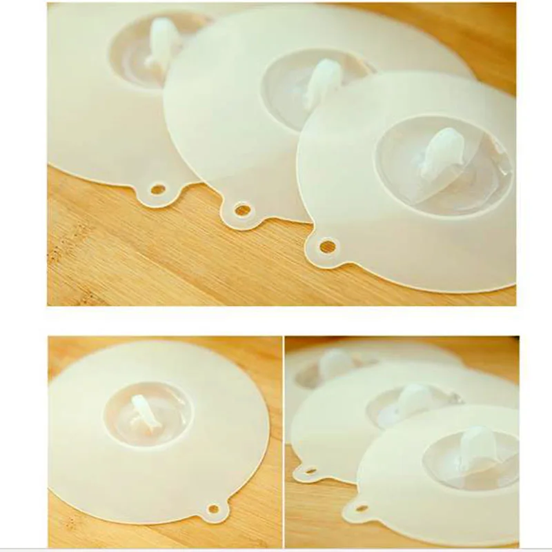 3 size Silicone Bowls Covers Suction Seal Stretch Lid Clear Lids for