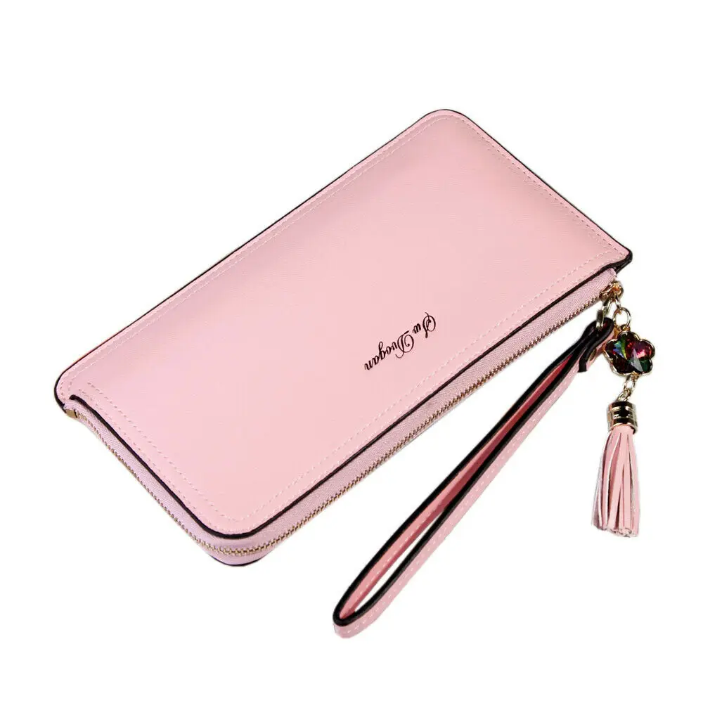 

New casual women's wallet fashion simple PU leather solid color clutch bag zipper long credit card holder