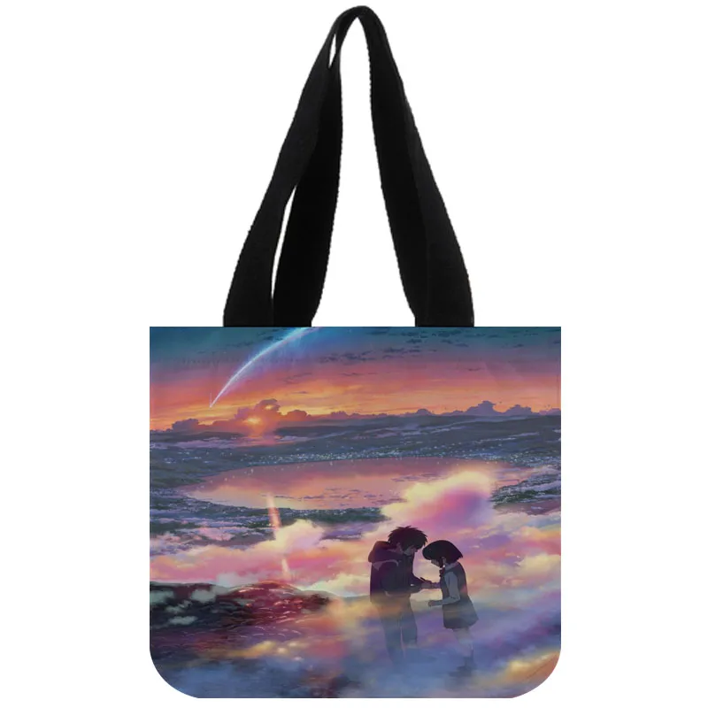 

Custom kimi no na Tote Bag Reusable Handbag Shoulder Cloth Pouch Foldable Large Linen Bag Shopping Bags Painting Travel