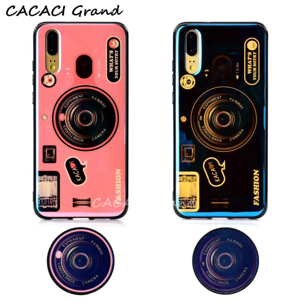 3D Camera case for huawei P30 Pro P20 Lite P9 P10 lite Plus P Smart Nova 4 3i 3 retro soft tpu cover coque Lanyard stand holder