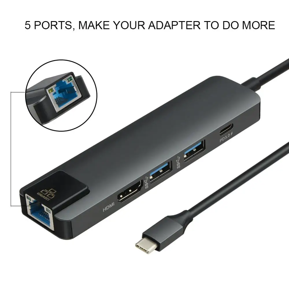 USB C к Gigabit Ethernet RJ45 сетевой адаптер usb type C к HDMI 4K с 2 портами USB 3,0 концентратор для Macbook Pro iPad Pro