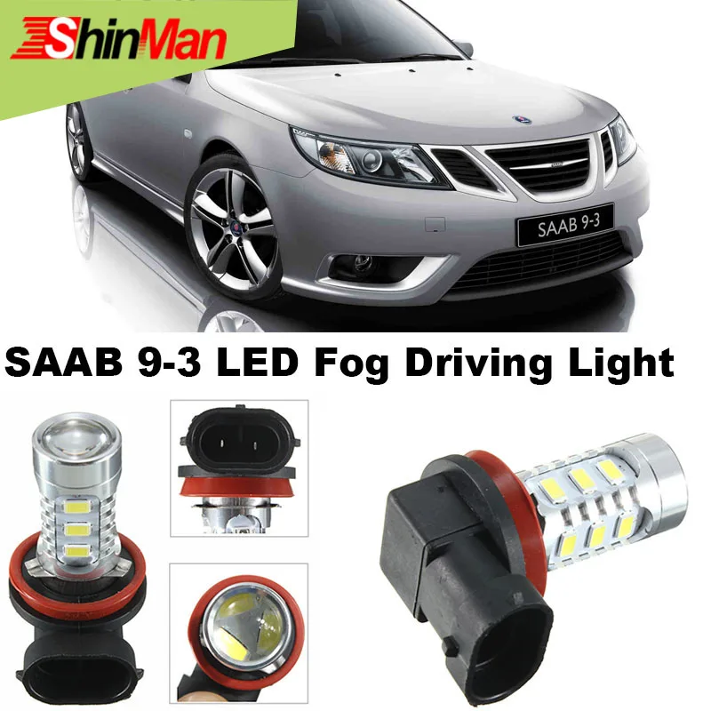 

ShinMan 2X 6Color H8/H9/H11 PGJ19 H8 LED Bulbs15W For 2010 Saab 9-3 2.0T Sedan accessories LED Car Fog Driving Light Lamp Bulb