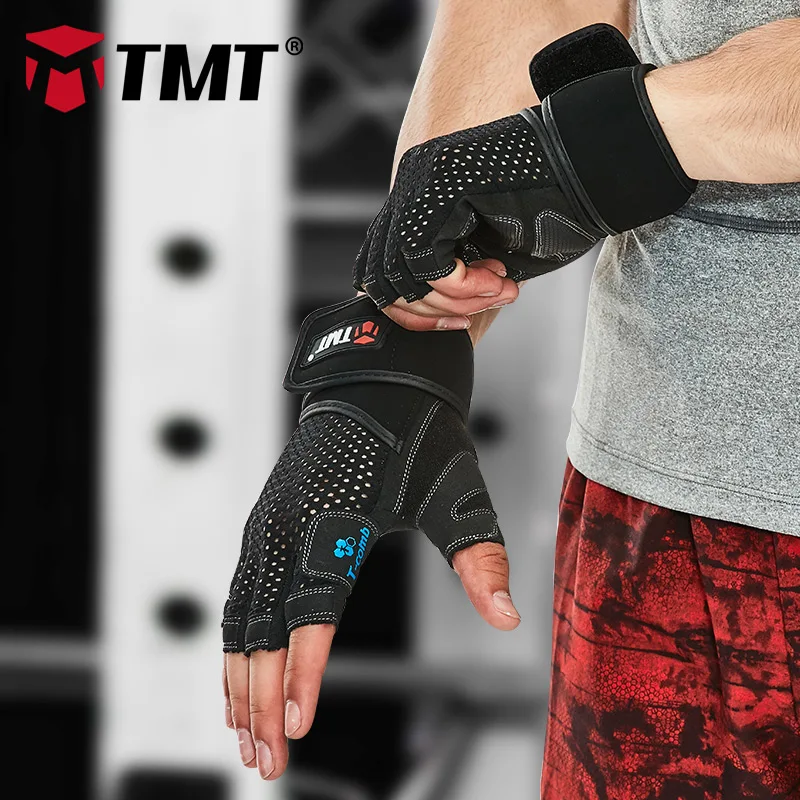 TMT Sport Fitness Gym Gloves Men Women Weight Lifting Body Building Powerlifting Barbell Dumbbell Training Exercise Crossfit