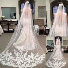 Аксессуары для свадьбы свадебный вуаль Аппликации Белый/слоновая кость Velo De Novia Largo Свадебные вуали с гребешком Длинные фата невесты для женщин