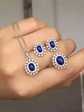 Natural lapis lazuli gem jewelry sets natural gemstone Pendant ring Earrings 925 silver Lace wedding design women fine jewelry