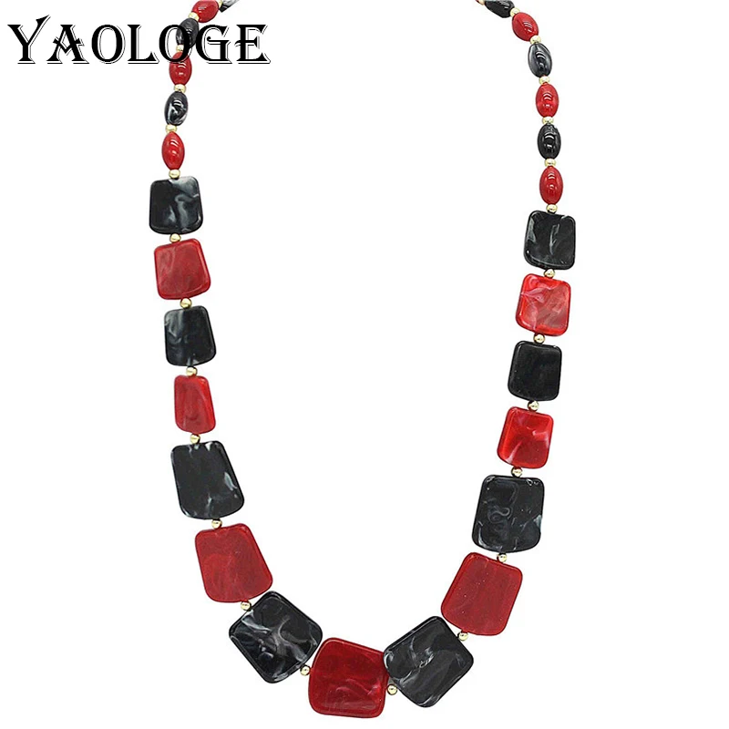 

YAOLOGE Geometric Necklaces & Pendants Colorful Square Acrylic Necklace For Women Fashion Statement Jewelry Accessories New N630