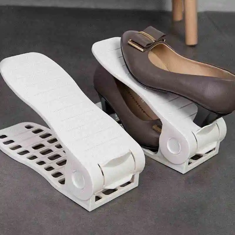 Пластиковая регулируемая полка для обуви двухслойный органайзер для обуви для шкафа органайзер для хранения обуви коробка для хранения Подставка Полка для домашнего хранения