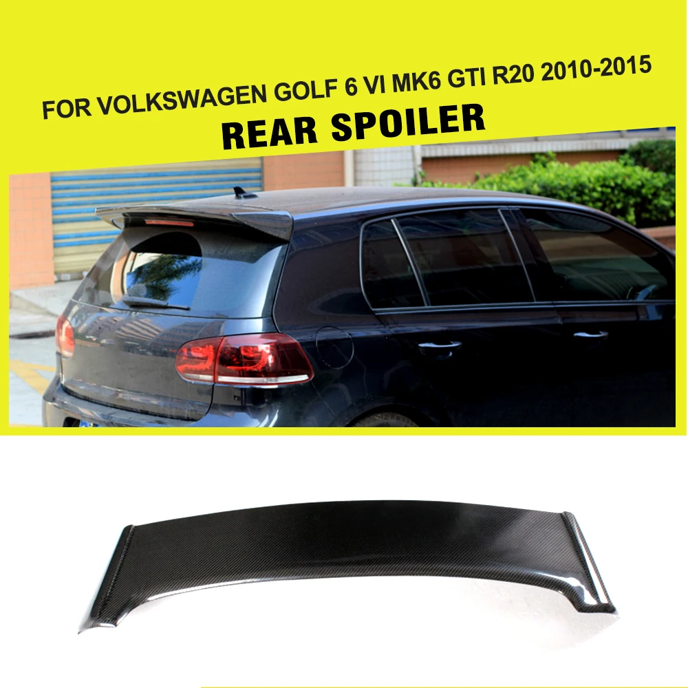 Car Style Carbon fiber Rear Roof Spoiler Lip for Volkswagen VW golf VI MK6 GTI Only 2010 2013in