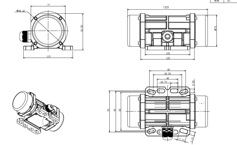 Motor (liga de alumínio) micromotor de vibração,