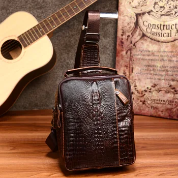 

Crocodile pattern Cowhide Genuine leather men and women couple bag chest bag Fashion Crossbody bag totes handbag messenger bag