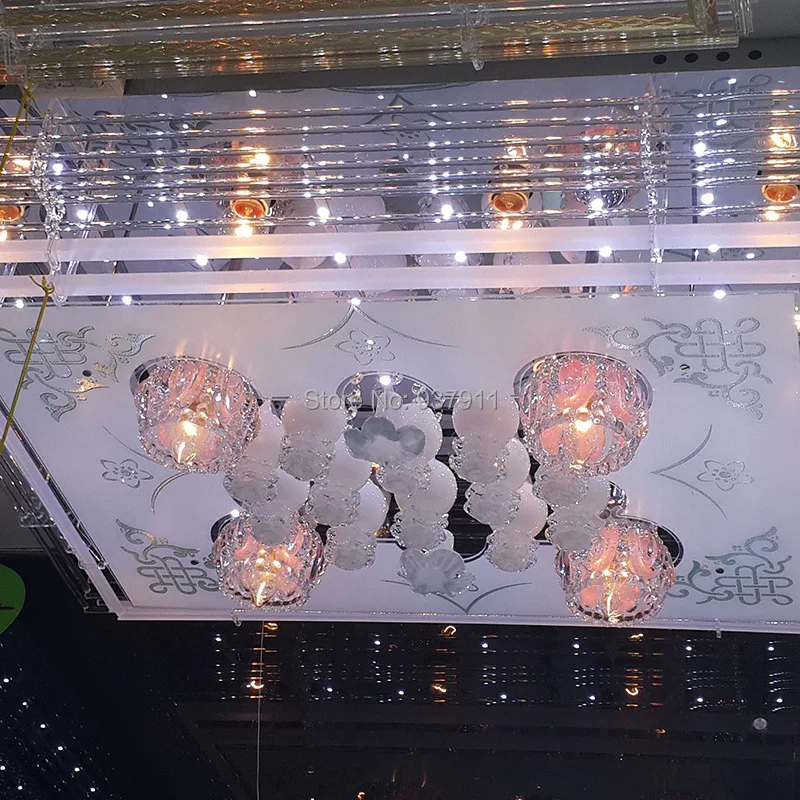 LED ceiling living room Crystal Hall Square Bedroom Ceiling Lamps restaurant lights Zhongshan Creative Lighting | Лампы и освещение