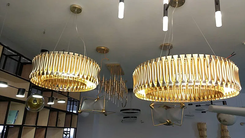 Скандинавский алюминиевый светодиодный подвесной светильник, золотой подвесной светильник, для гостиной, ресторана, для учебы, Декор, подвесной светильник, светильник PA0246