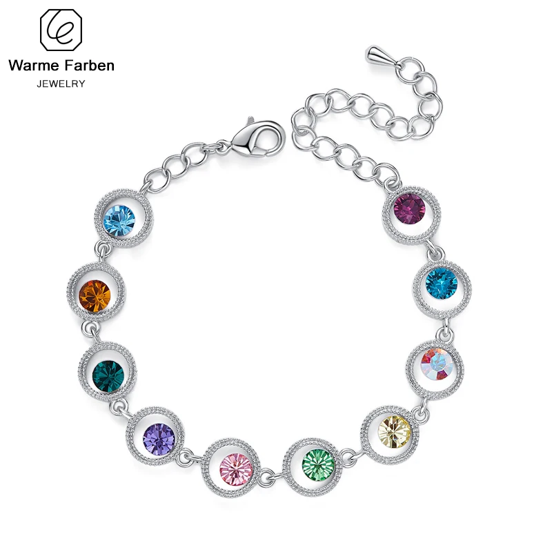 

Warme Farben Crystal from Swarovski Bracelet for Women European Style Colorful Crystal Link Chain Jewelry Bracelet Gift for Lady
