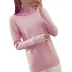 Для женщин пуловер верхняя одежда Девушка пуловер, свитер, осень теплая зимняя водолазка длинный рукав пальто одноцветное