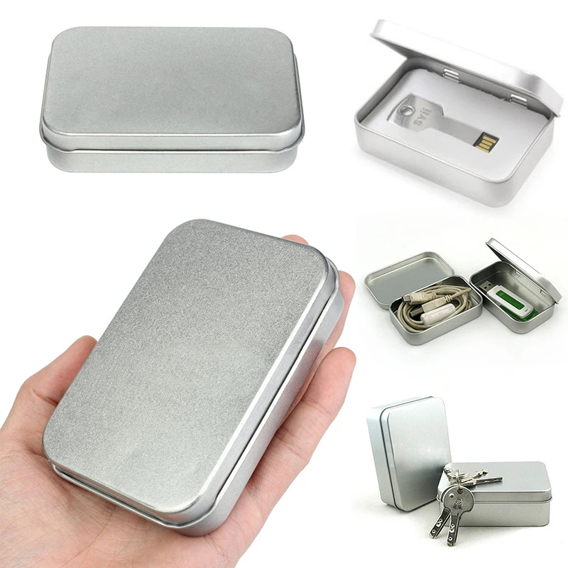 JX-LCLYL 10pcs Silver Metal Tin Storage Box Case Money Coin Key Card Holder Organizer New
