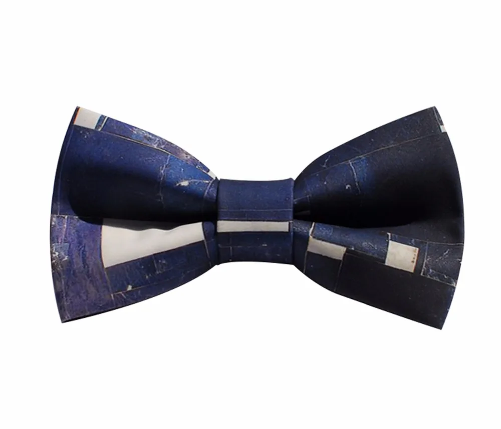 Men's fashion classic batwing bow tie cowboy blue artistical plaid