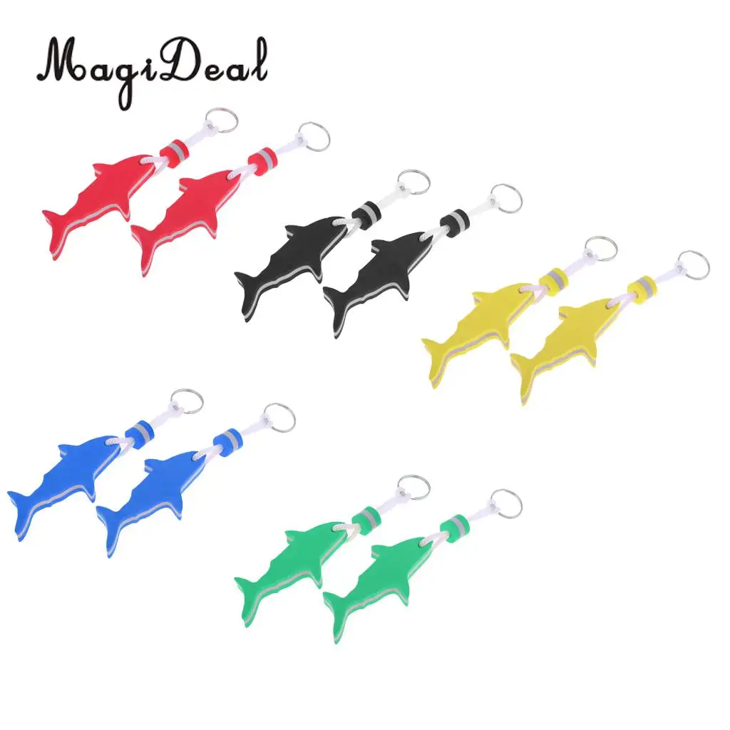 MagiDeal 2x Shark Floating Keychain Keyring Water Buoyant Key Holder for Beach Swim Yachting - Portable, Lightweight, Durable
