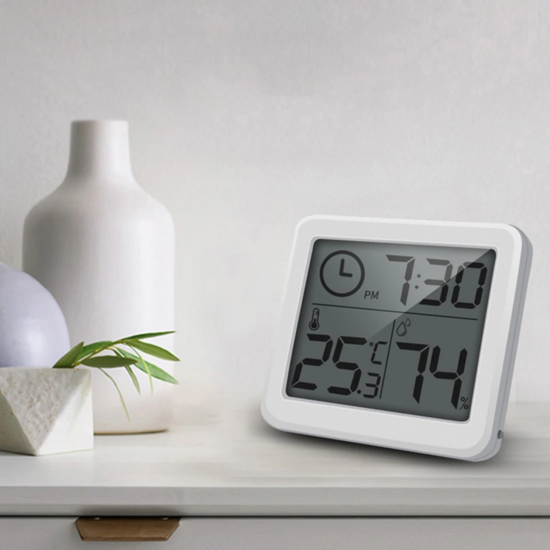 

Multifunction Thermometer Hygrometer Automatic Electronic Temperature Humidity Monitor Clock 3.2inch 0.9cm Thinner LCD Screen