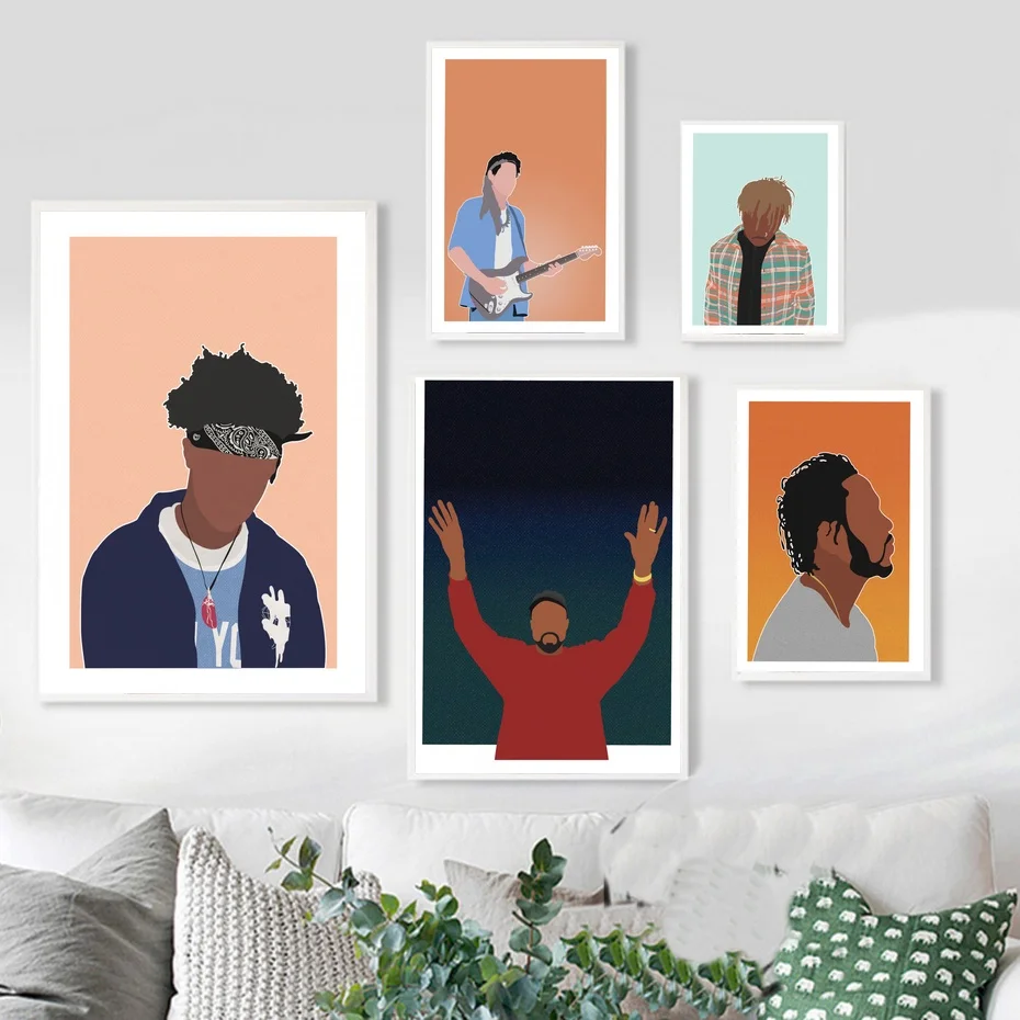 

Minimalist Singer Joey Badass John Mayer Juice Wrld Kanye West Kendrick Lamar Khalid Art Canvas Poster Pictures for Living Room