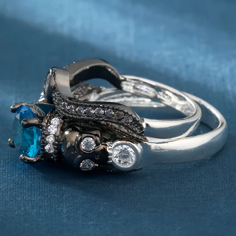 Crystal Zircon Skull Ring16