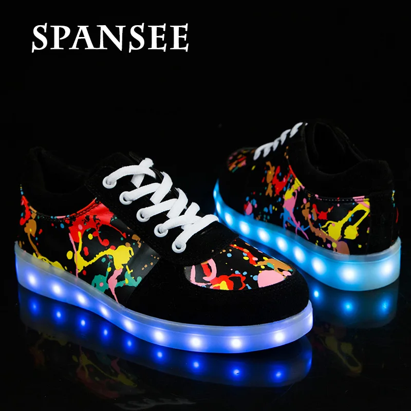 Хорошее качество! Светящиеся кроссовки Для детей светодиодный обувь с светильник подошва светодиодный тапочки обувь для мальчиков Infantil Femme 30