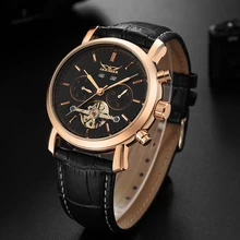 JARAGAR Для мужчин спортивные мужские механические часы с автоподзаводом часы мужские роскошные многофункциональный кожаный ремешок наручные часы Relogio Masculino