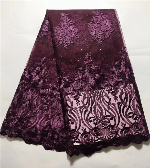 

Best Selling African Cord Lace white High Quality French Lace Fabric African Mesh Lace Fabric For Nigerian Lace Wedding Purple(4