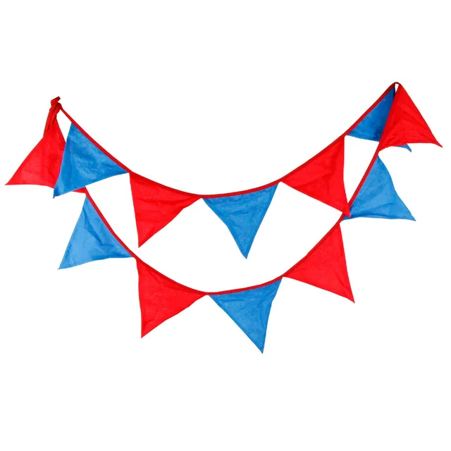 1 pcs 3.2 M Warna Biru Merah Ganda Katun Pennant Bunting
