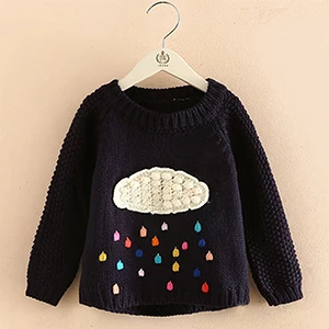 Одежда для девочек; сезон осень-зима; теплый вязаный свитер с вышитыми героями мультфильмов; детская Wear1-4; Качественная одежда для детей; Лидер продаж - Цвет: Черный