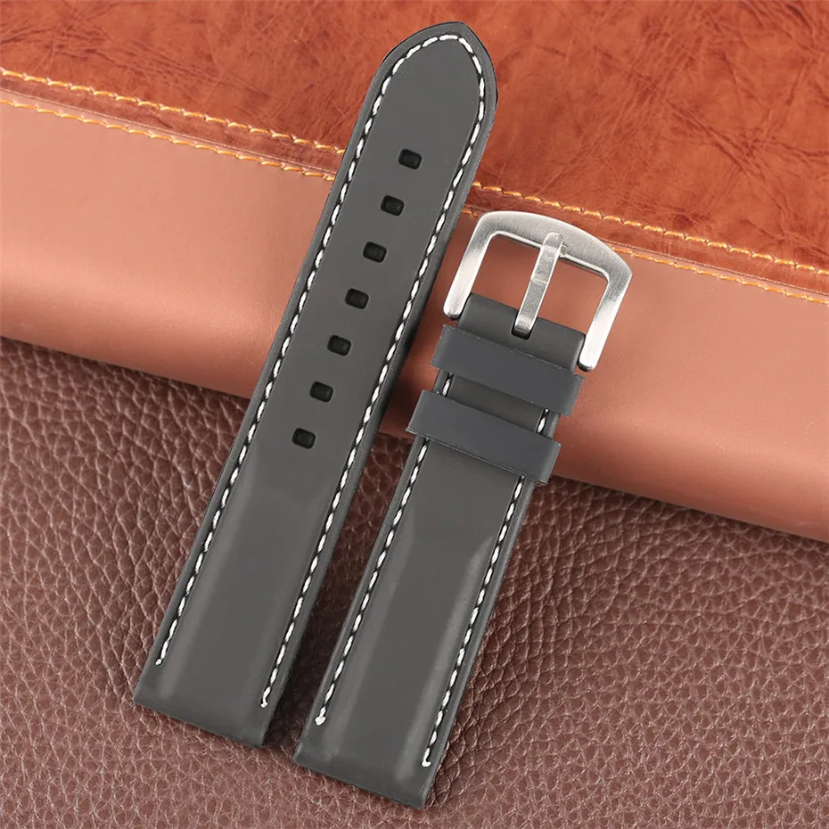 red white line balck silicone watchband18