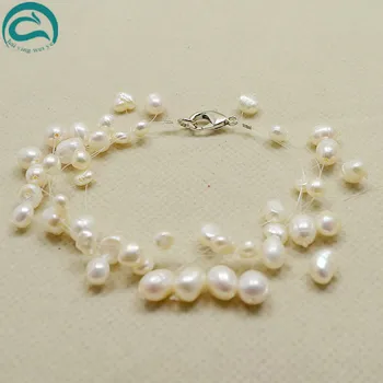 

Charming Handmade Women Gift White Natural Freshwater Pearl Necklace Bracelet Earrings Jewellery Set New Free Shipping