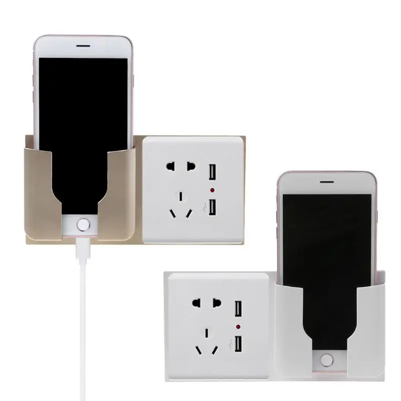 Wall Socket Mobile Phone Holder Home Charging Storage Box Stand Bracket