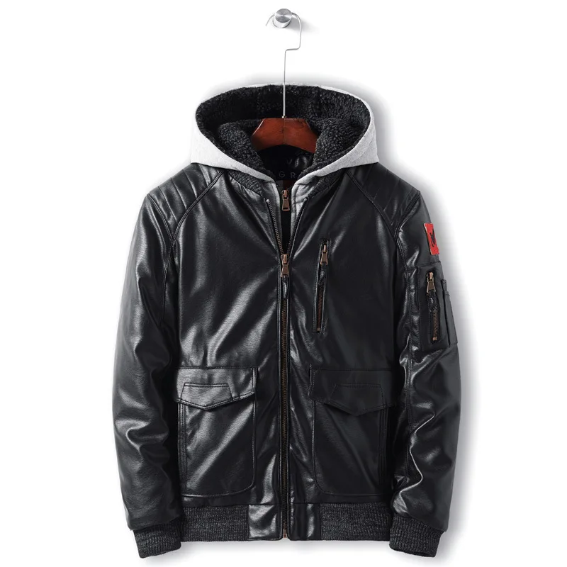 Dropshipping Winter New Men Hooded Leather Jacket Men's Casual Thicken Warm Motorcycle PU Leather Jackets Coat Male Clothing Dropshipping Winter New Men Hooded Leather Jacket Men's Casual Thicken Warm Motorcycle PU Leather Jackets Coat Male Clothing