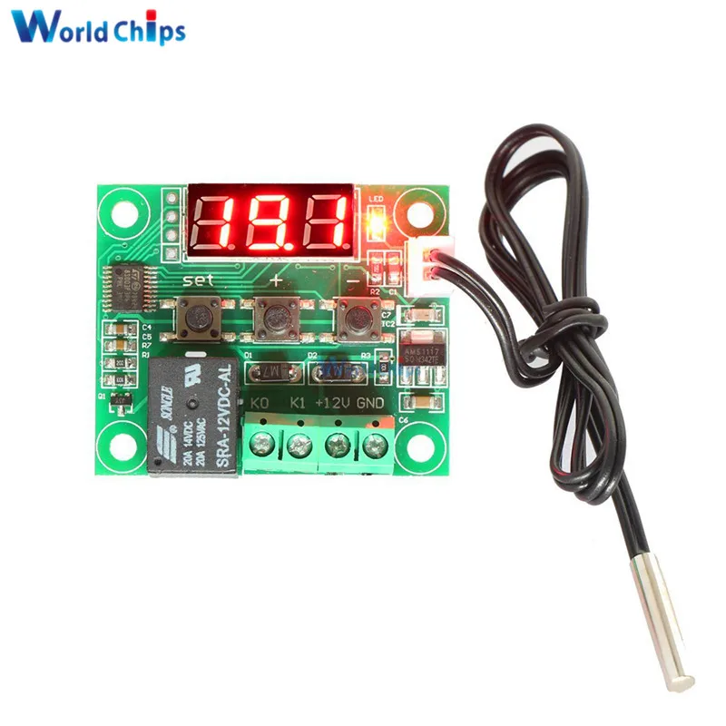 

W1209 LED Digital Thermostat Temperature Control Thermometer Thermo Controller Switch Module DC 12V Waterproof NTC Sensor