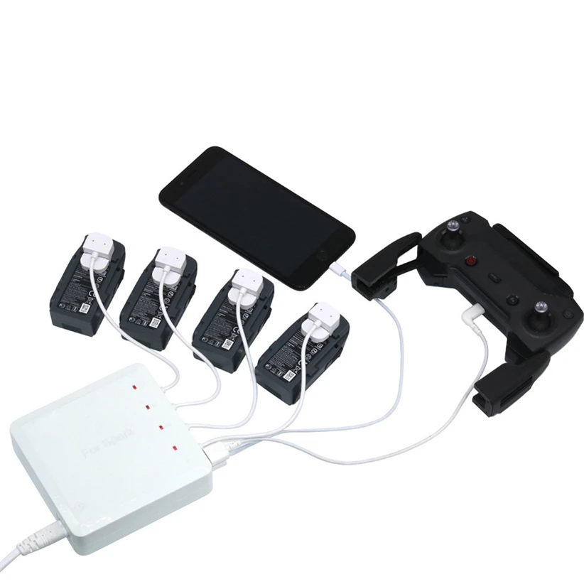 

6 In 1 Spark Battery Remote Charger Hub Parallel Dual USB For DJI Spark Drone Futural Digital JULL18