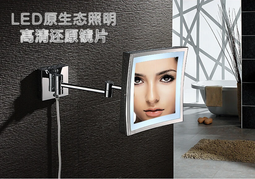 Зеркало для ванной настенное 8 дюймов Латунь 3X увеличительное туалетное зеркало светодиодный складной макияж складное косметическое зеркало аксессуар для ванной