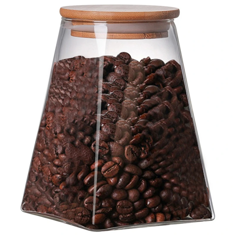 Квадратная стеклянная герметичная банка для хранения кофе, молока, порошка, консервы, бак для хранения зерна, чай, конфеты, емкость для хранения пищи - Цвет: Brown