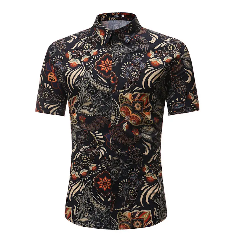 

Men Shirt Summer Style Palm Tree Print Beach Hawaiian Shirt Men Casual Short Sleeve Hawaii Shirt Chemise Homme Asian Size 3XL
