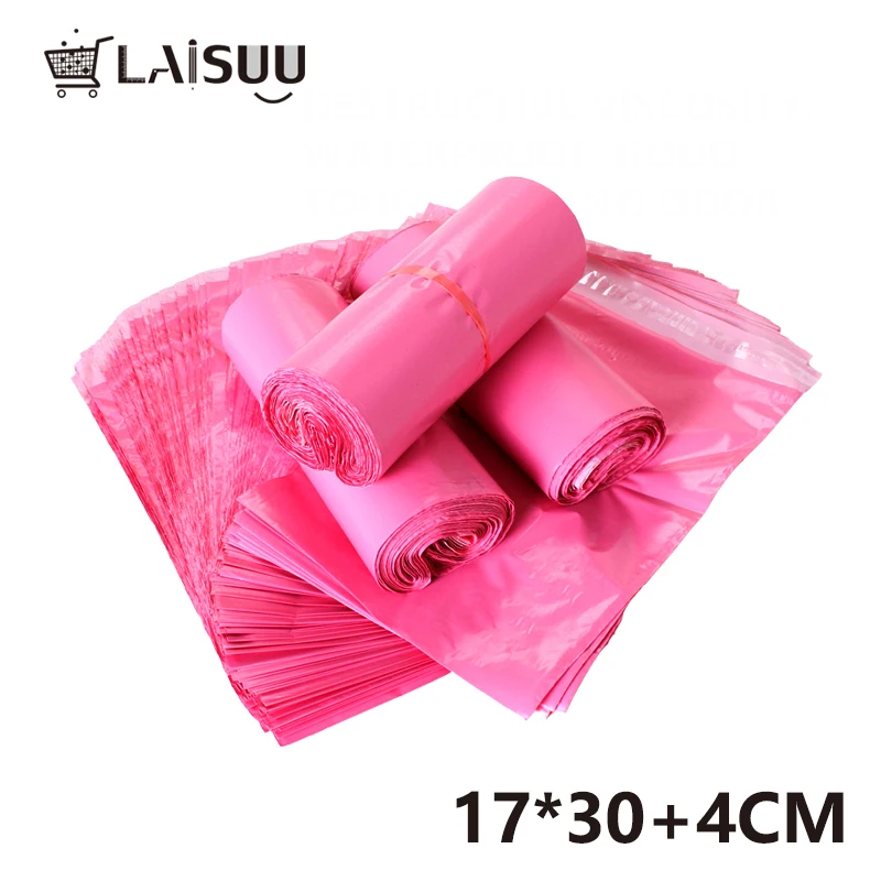 100 шт. 6,5*10 дюймов/17*26 см Высококачественная розовая Экспресс-сумка для девочек водонепроницаемый пакет с застежкой полиэтиленовый почтовый конверт подарочная упаковка сумка