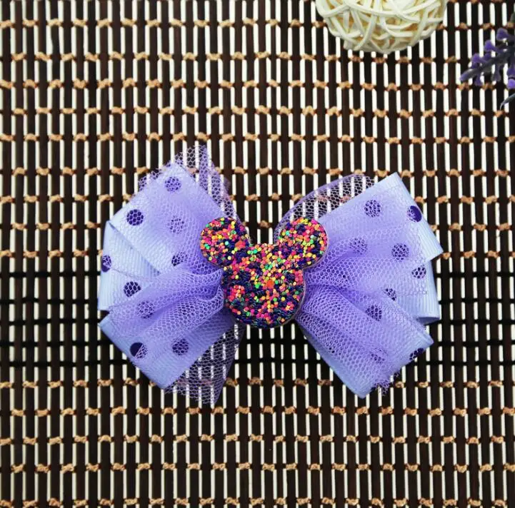 bling polka dot organze hair clip3