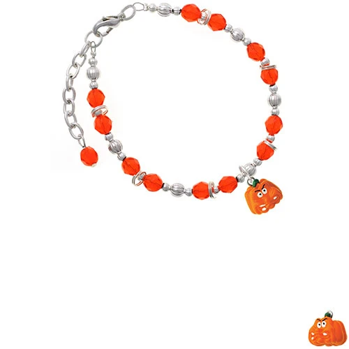 Resin Funny Grr! Pumpkin Orange Beaded Bracelet
