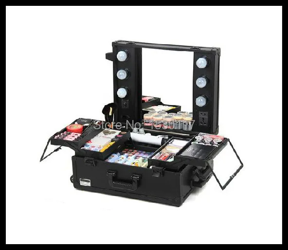 professional makeup case with lights Lighted makeup mirror Cosmetic