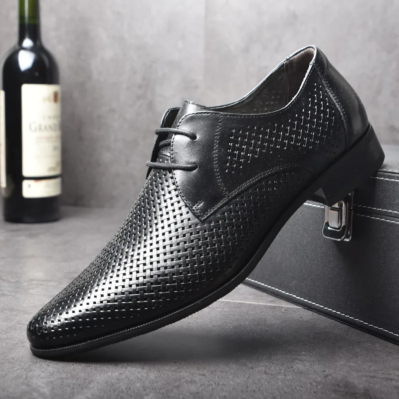 Beste OSCO Zomer Mode Formele Mannen Schoenen Punch Kant Ademend Holle Business Jurk Schoenen Echt Leer Toevallige Sandalen Oxfords