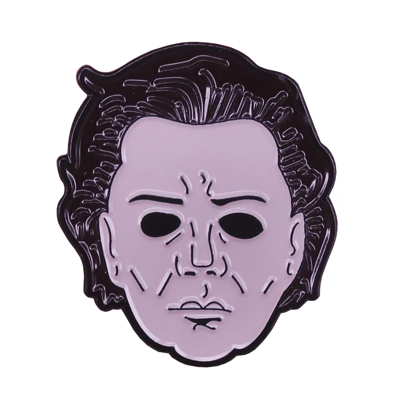 

Michael Myers face brooch murder mask enamel pin 70s horror movie badge perfect accessory for Halloween horror party