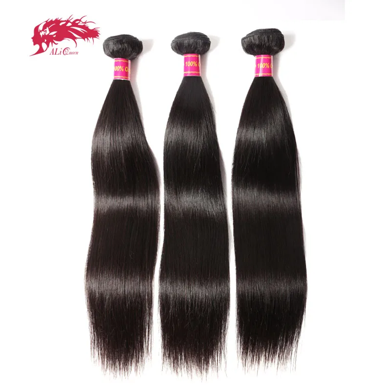 Ali queen hair Products бразильские Виргинские прямые волосы 3 шт. человеческие волосы пучки для волос салон природы цвет